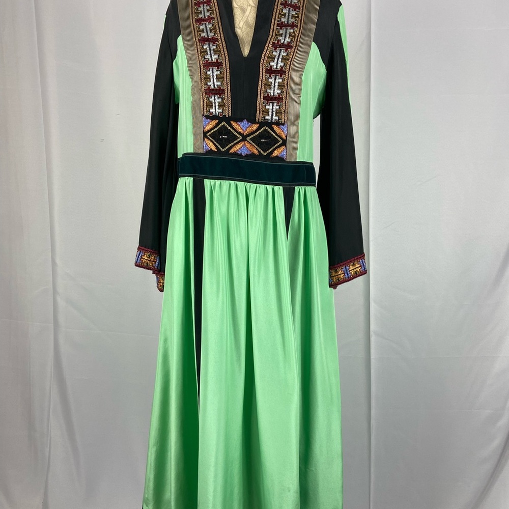 Etro Green and Black Embellished Long Sleeve Dress